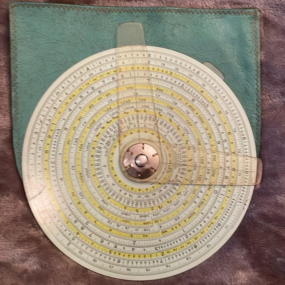 Binary Slide Rule 1940, with case. Made in USA. Copyrighted.